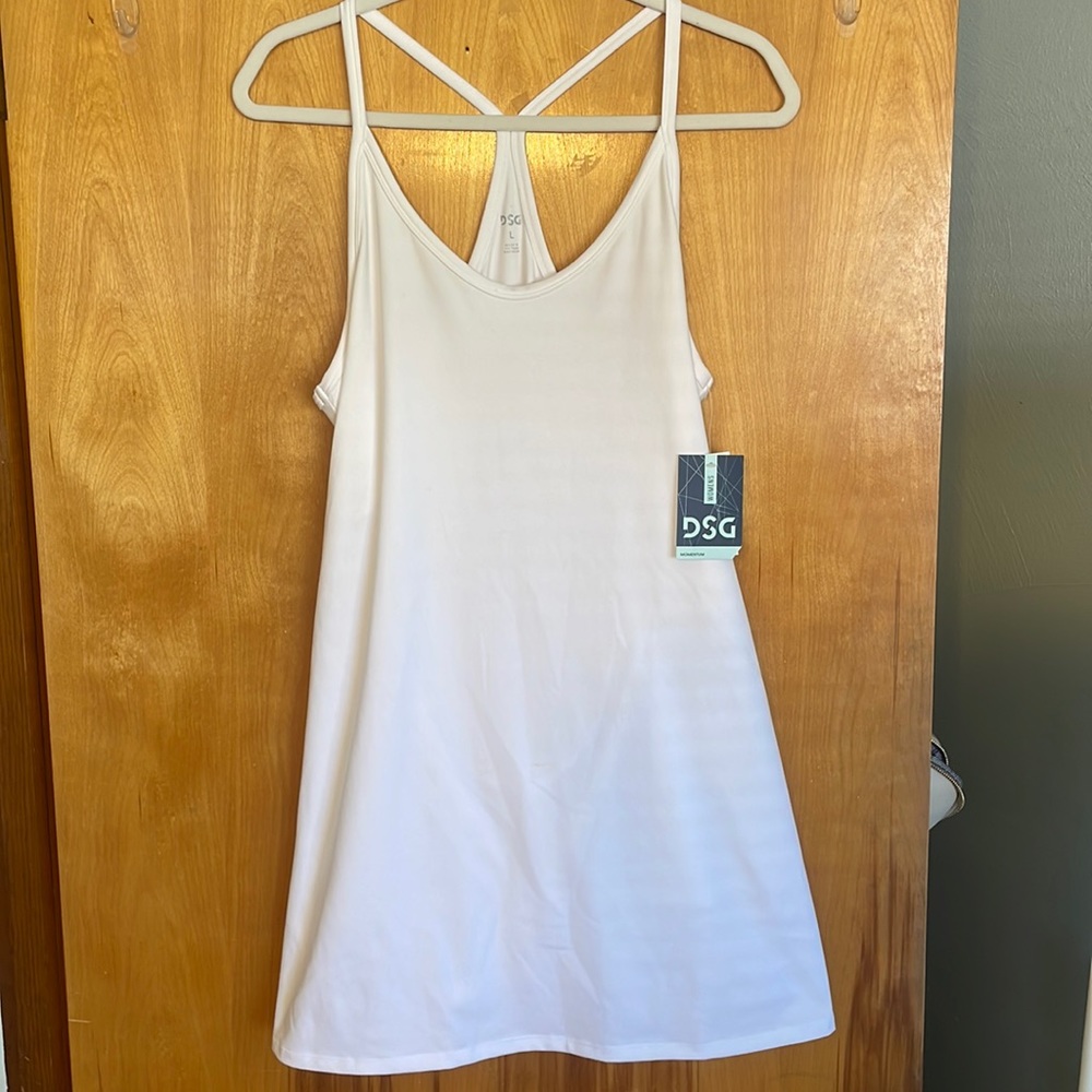 DSG racerback white tennis dress/ skortall